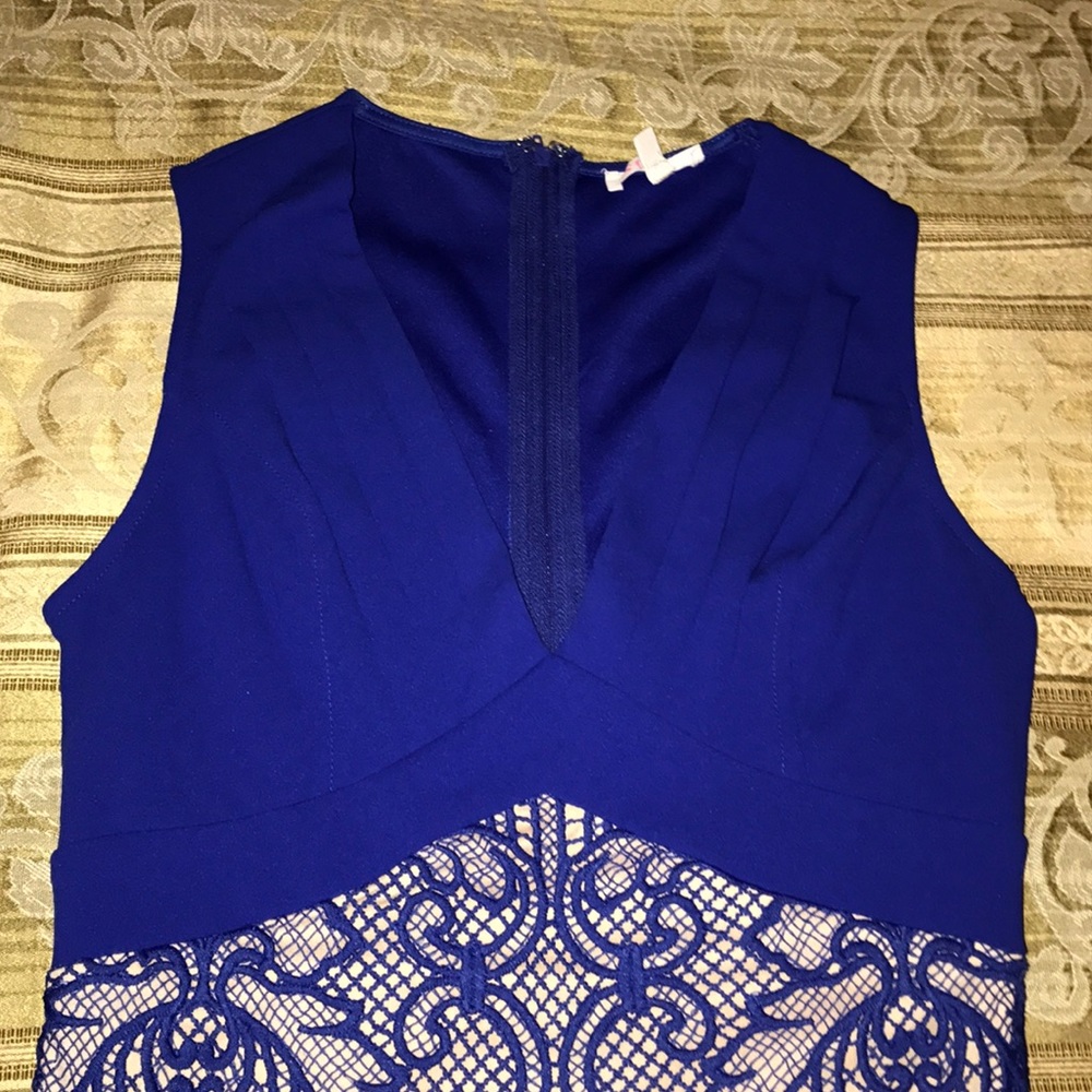 Royal blue and nude crochet dress